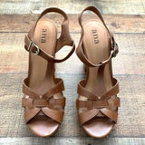 Anna Cognac Cork Slingback Heels- Size 9
