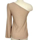 Gibson Look Gold Glittered One Shoulder Top- Size S (see notes)