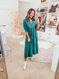 La'Ven Forest Green Shirt Dress NWT- Size S