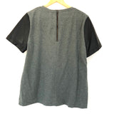 J Crew Grey Top with Leather Sleeves and Zipper Back - Size L