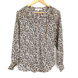 LOFT Leopard Polyester Long Sleeve Button Up Blouse- Size XS