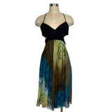 BCBGMAXAZRIA Cotton/Silk Cut Out Tie Halter and Back Dress- Size 4