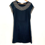 Dream Society Navy Silk Dress with Gold Detail- Size S