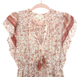 Lovestitch Burnt Orange/White/Gold Metallic Floral Print Dress NWT- Size S