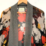 Elevenses Anthro Black Floral Round Hem Kimono- Size O/S
