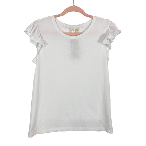 RD Style Rag White Ruffle Sleeves Top NWT- Size XS (see notes)