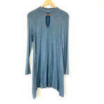 Fringe Blue Faded Keyhole Mockneck Dress- Size S