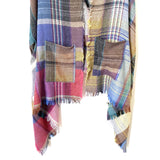 No Brand Plaid Wrap With Sleeve Holes