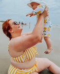 GabiFresh x Swimsuits For All Yellow/White Striped Underwire Front Knot Bikini Top- Size 18D/DD (sold out online, see notes)