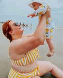 GabiFresh x Swimsuits For All Yellow/White Striped Underwire Front Knot Bikini Top- Size 18D/DD (sold out online, see notes)