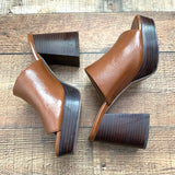ASOS DESIGN Shiny Cognac Block Mules- Size 9 (See Notes)