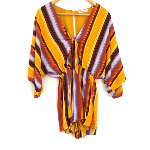 Wild Honey Colorful Stripe Tie Front Romper- Size XS