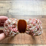 Alexandre De Paris Pink/Brown/Cream Tweed with Mustard Velvet Knot Headband
