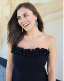 Maggy London Black Strapless Ruffle Dress- Size 14
