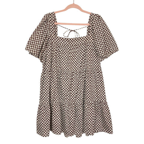 Abercrombie & Fitch Brown Pattern Angel Sleeve Trapeze Mini Dress- Siz The Saved Collection Abercrombie & Fitch Brown Pattern Angel Sleeve Trapeze Mini Dress- Siz The Saved Collection