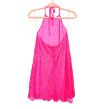 Macbeth Collection Hot Pink Laced Halter Top Dress- Size XS