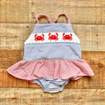 Southern Sunshine Red/White/Blue Crab Smocked Swimsuit- Size 18M