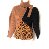 No Brand Mixed Print Cold Shoulder Sweater- Size M