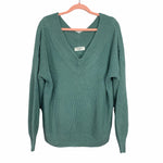 Zenana Green Open Knit V-Neck Sweater- Size M