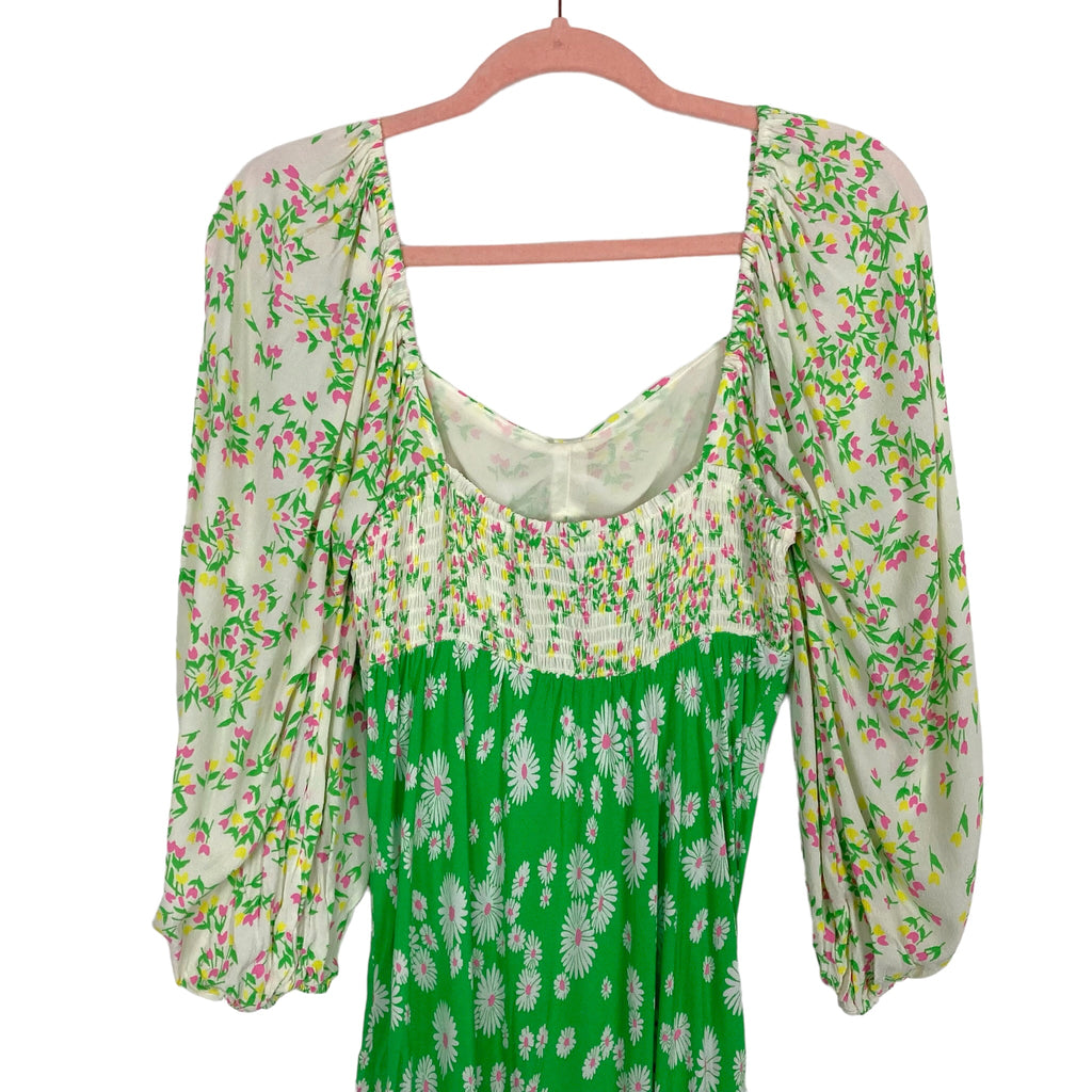 Rixo (Target) Green/Pink/Yellow Floral with Smocked Back Maxi