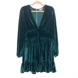 BaeVely Green Velvet V-Neck Dress- Size L