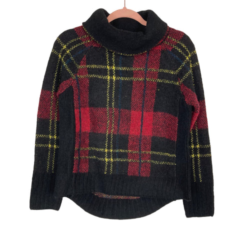 RD Style Red and Black Plaid Funnelneck Sweater NWT- Size XS