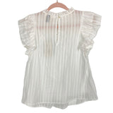 Universal Thread White Eyelet Flutter Sleeve Top NWT- Size S