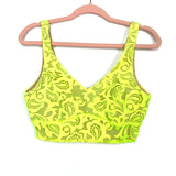 Champagne & Strawberry Highlighter Yellow Embroidered Sheer Overlay Top- Size S (We have matching bottom)