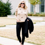 Chico's Cashmere Wool Blend Front Embroidered Cheetah Print Sweater- Size S