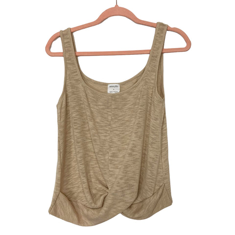 Amaryllis x Ashlee Nichols Tan Front Twist Open Knit Tank- Size M