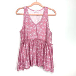 Pink Lily White/Pink Floral Tank Top- Size S