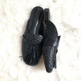 Bernado Black Crocodile Embossed Mules- Size 6
