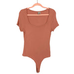 ASOS Caramel Ribbed Scoop Neck Thong Bodysuit- Size 12