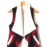 Pink Lily Sherpa Lined Red/Black Plaid Vest- Size S