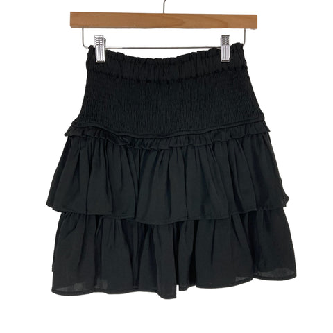 Avara Black Smocked Ruffle Mia Skirt NWT- Size S