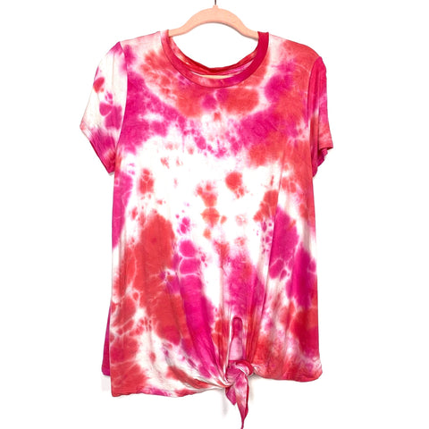 Time And Tru Pink/Red/White Tie Dye Front Tie Maternity Top- Size S (4-6)