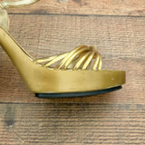 Dolcis Gold Guthrie Open Toe Heels- Size 7 (See Notes)