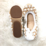 Yosi Samara White Pom Pom Scrunch Flats- Size 9