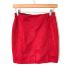 Vestique Red Faux Suede Elastic Waistband Mini Skirt- Size M