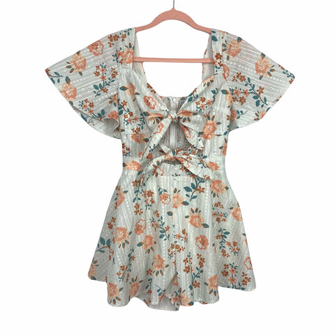 Chicways Blushed Arrival White Multi Floral Print Romper- Size S (Sold Out Online)