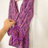 Gianni Bini Purple and Orange Printed Tie Front Open Back Slit Sleeves Romper NWT- Size XS