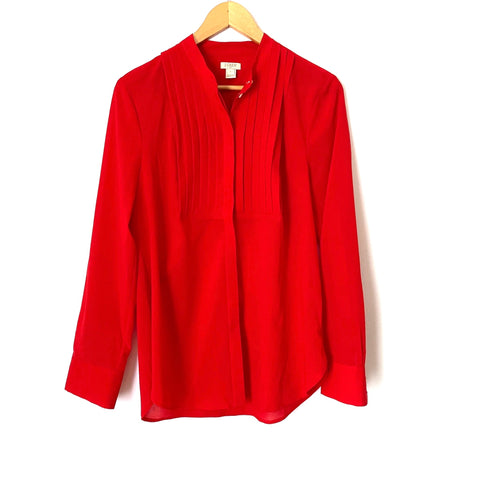 J. Crew Red Button Up Long Sleeve Blouse- Size S