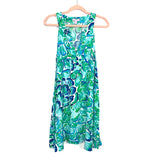 Lilly Pulitzer Green and Blue V-Neck Hook & Eye Closure Dress- Size L