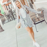 Sugar + Lips Blue & White Striped Lined Shorts NWT- Size S (we have matching blazer)