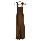 No Brand Brown Tie Straps Smocked Bodice Wide Leg Jumpsuit- Size S (see notes)