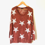 Blank Paige Burnt Orange White Star Sweater Thin Open Weave- Size S