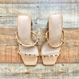 Amazon The Drop Tan Two Strap Studded Heel Square Sandals- Size 7 (see notes)