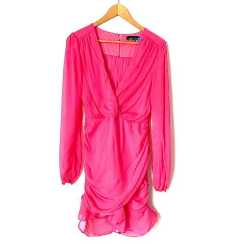 Blue Blush Hot Pink Shimmer Dress with Exposed Key Hole Back- Size M