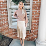 E.ssue Tan Satin Skirt NWT- Size S