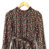 LOFT Black Metallic Floral Back Tie Belted Dress- Size XSP